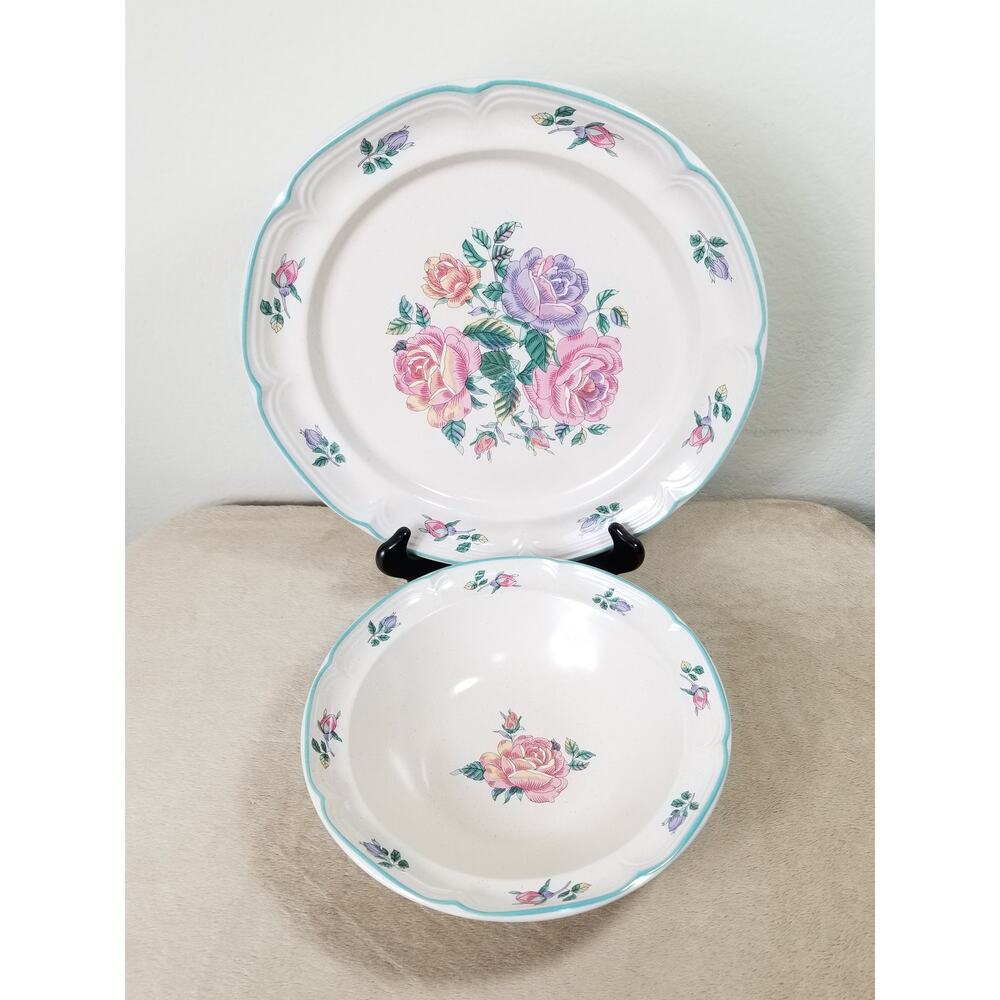 International Tableworks England Serving Plate 12" & Bowl 9" Stoneware Japan
